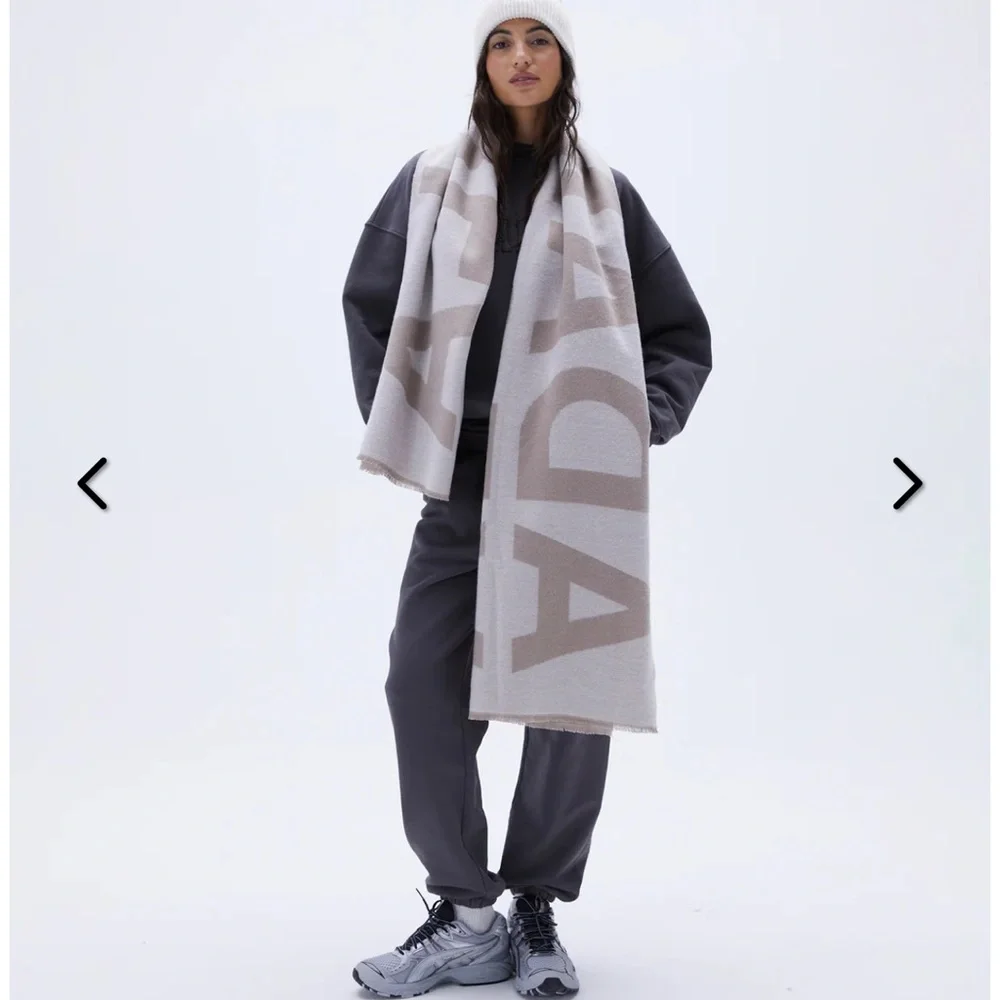 Adanola Knit Spellout Blanket Scarf Stone